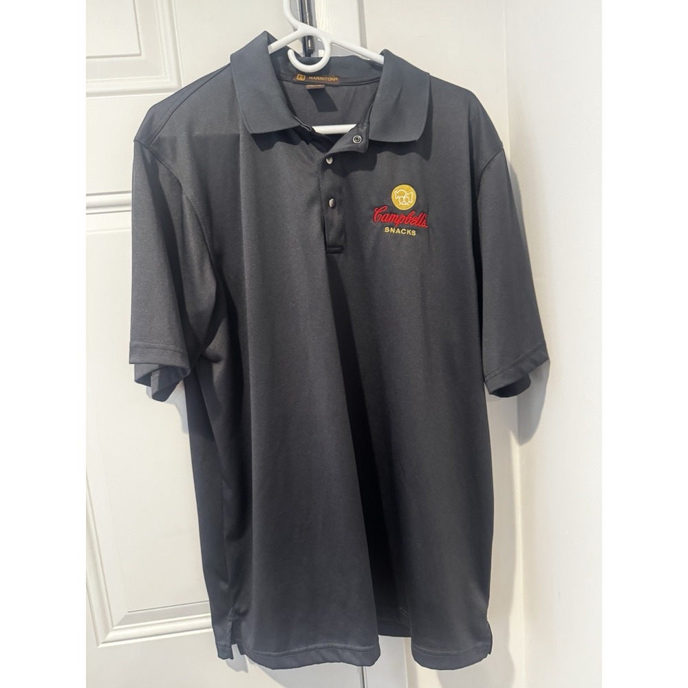 Vintage Harriton Campbell's Soup Brand Snacks Embroidered Black Polo Men's XL